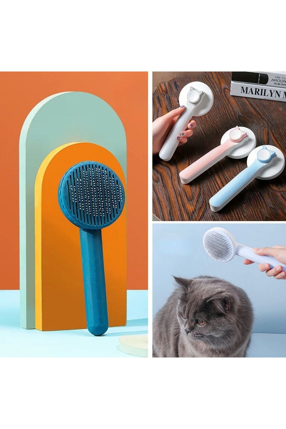 ® Basmalı Kedi Köpek Tüy Toparlayıcı Masaj Etkili Pet Fırçası