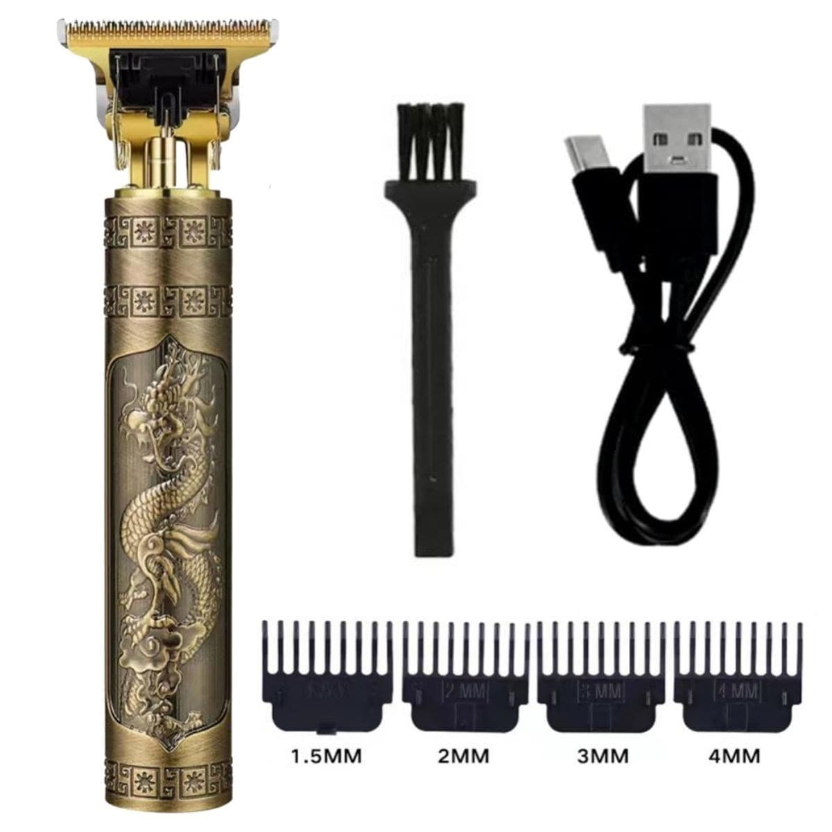 Roichil® Vintage Görünümlü Güçlü 4 Farklı Başlıklı USB ŞarjlI Manuel Tıraş Makinası