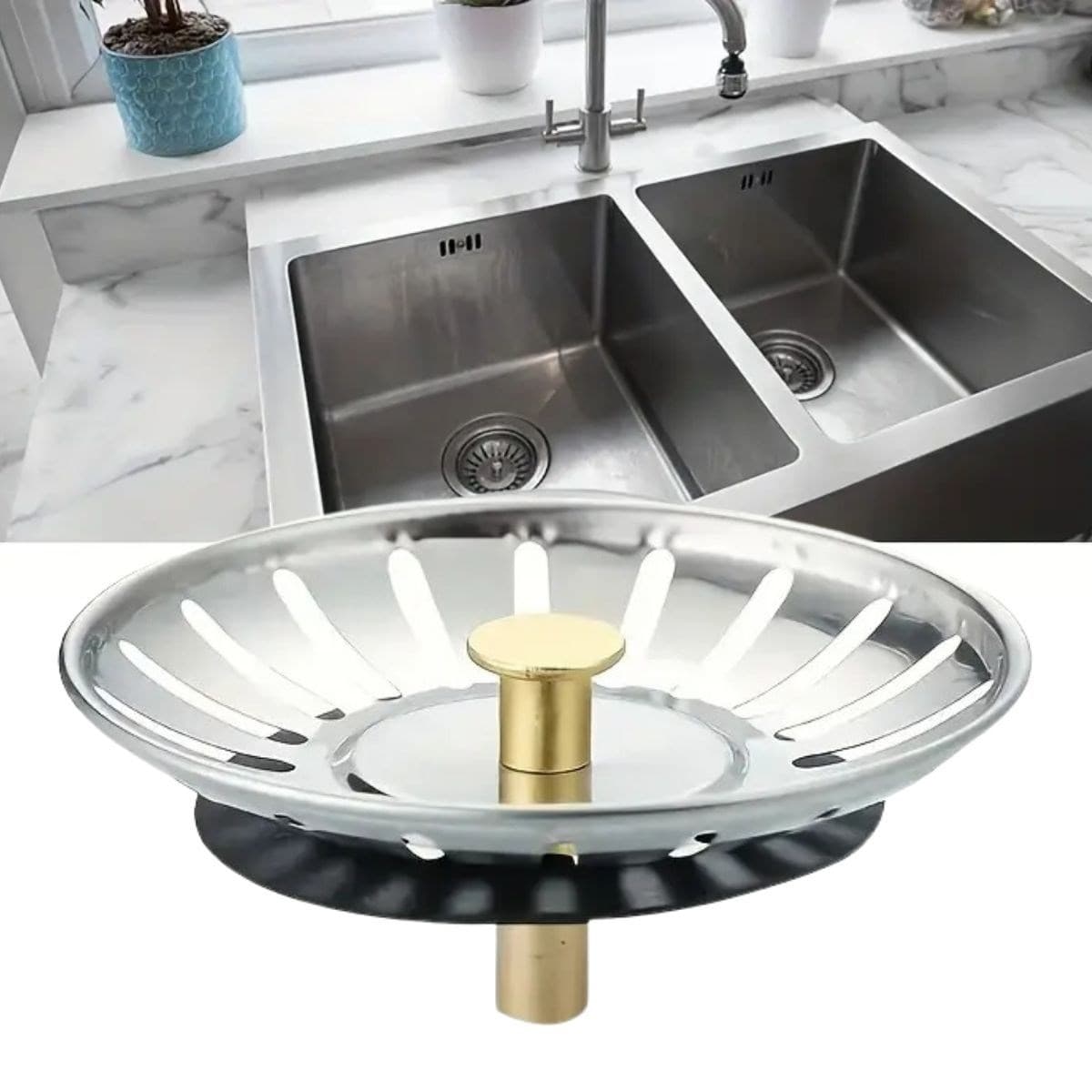 Roichil® Paslanmaz Çelik Mutfak Evye Lavabo Süzgeci Lavabo Gideri Atık Gıda Tıpası