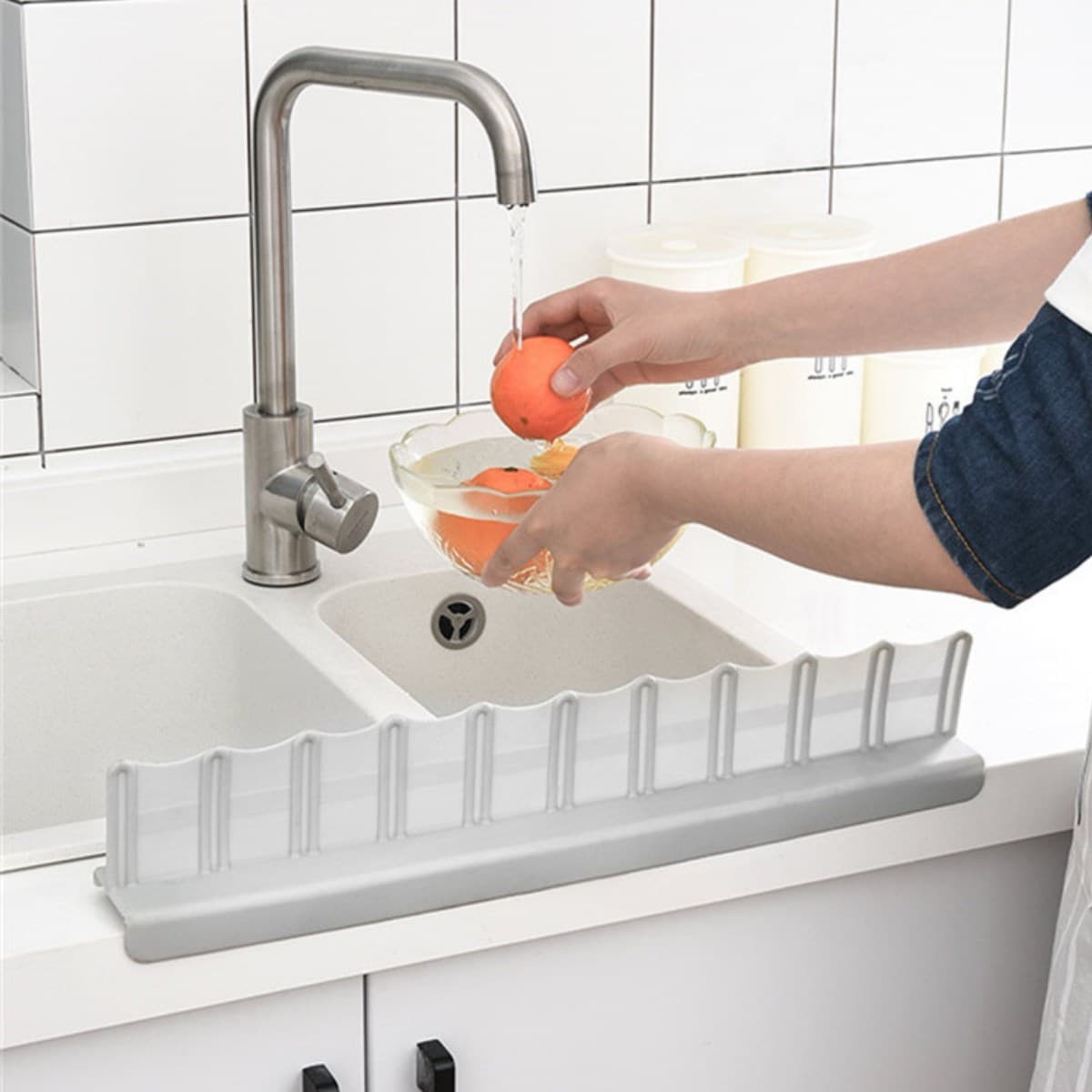 Roichil® Vantuzlu Kauçuk Sıvı Su Sızdırmaz Mutfak Banyo Duş Bariyeri Lavabo Kenar Tutucu Set