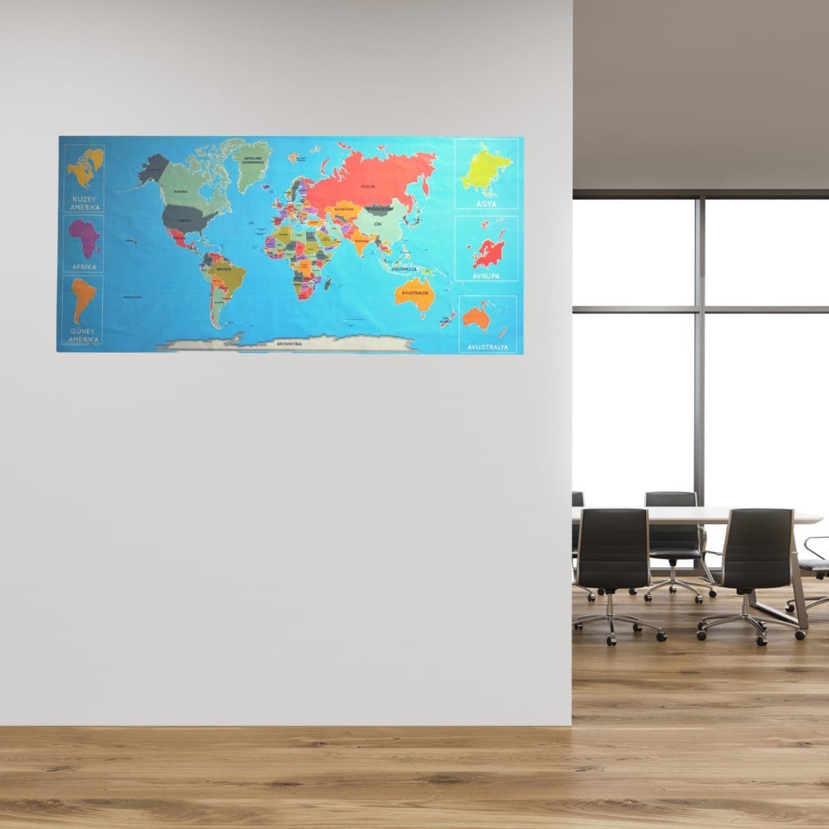 Roichil® Renkli Atlas Dünya Haritası Manyetik Yapıştırıcı Gerektirmeyen Duvar Stickerı 118 CM * 56 CM