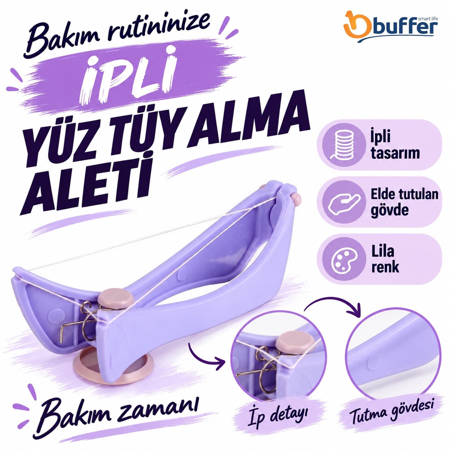 Roichil® Slique Pratik İple Kaş Bıyık Tüy Alma Epilasyon Aleti Makinesi