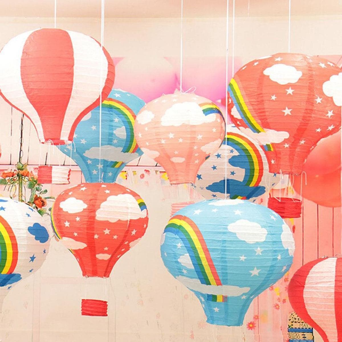 Roichil® Dekoratif Renkli Kağıt Dilek Feneri Balonu Renkli Uçan Balon