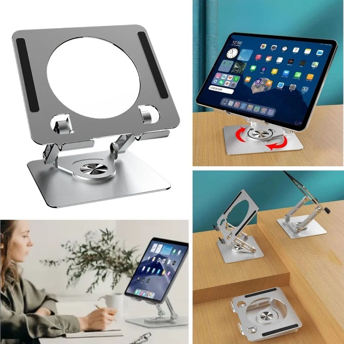 Roichil® 360 Derece Dönebilen Yükseltilmiş Masaüstü Ayarlanabilir Metal Tablet Standı