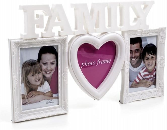 Roichil Family Tasarımlı 3’lü Dekoratif Fotoğraf Çerçevesi - Kalp Detaylı Beyaz Çerçeve