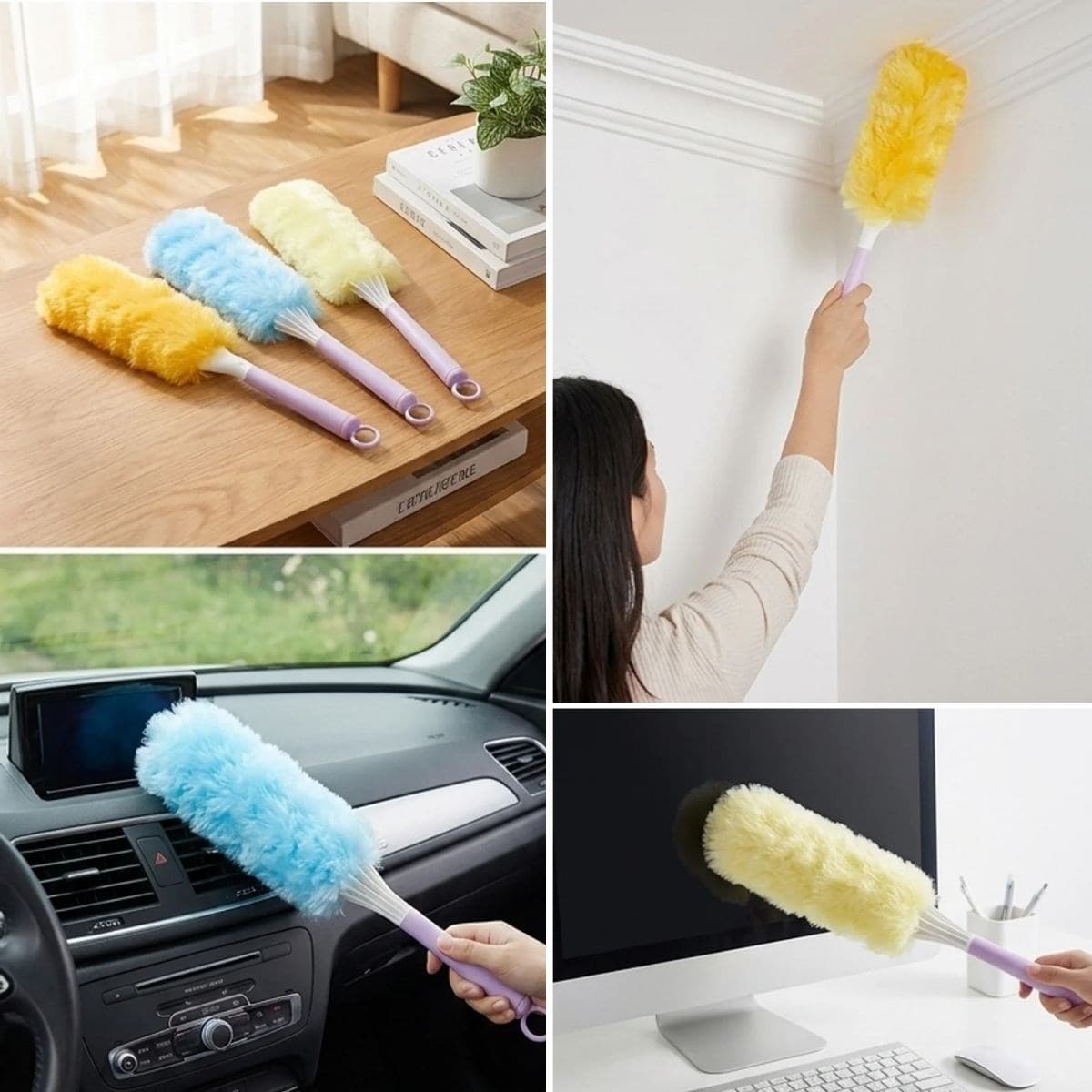 Roichil® Plastik Saplı Toz Alma Fırçası – Yıkanabilir Tüylü Temizlik Aparatı