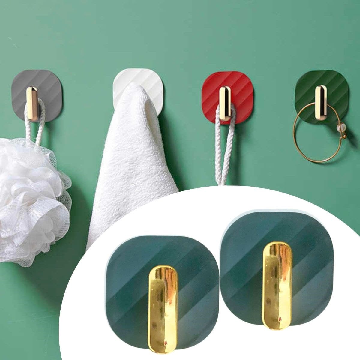 Roichil® 2li Yapışkanlı Retro Askılık Dolap Kapak Kulpu Yeşil