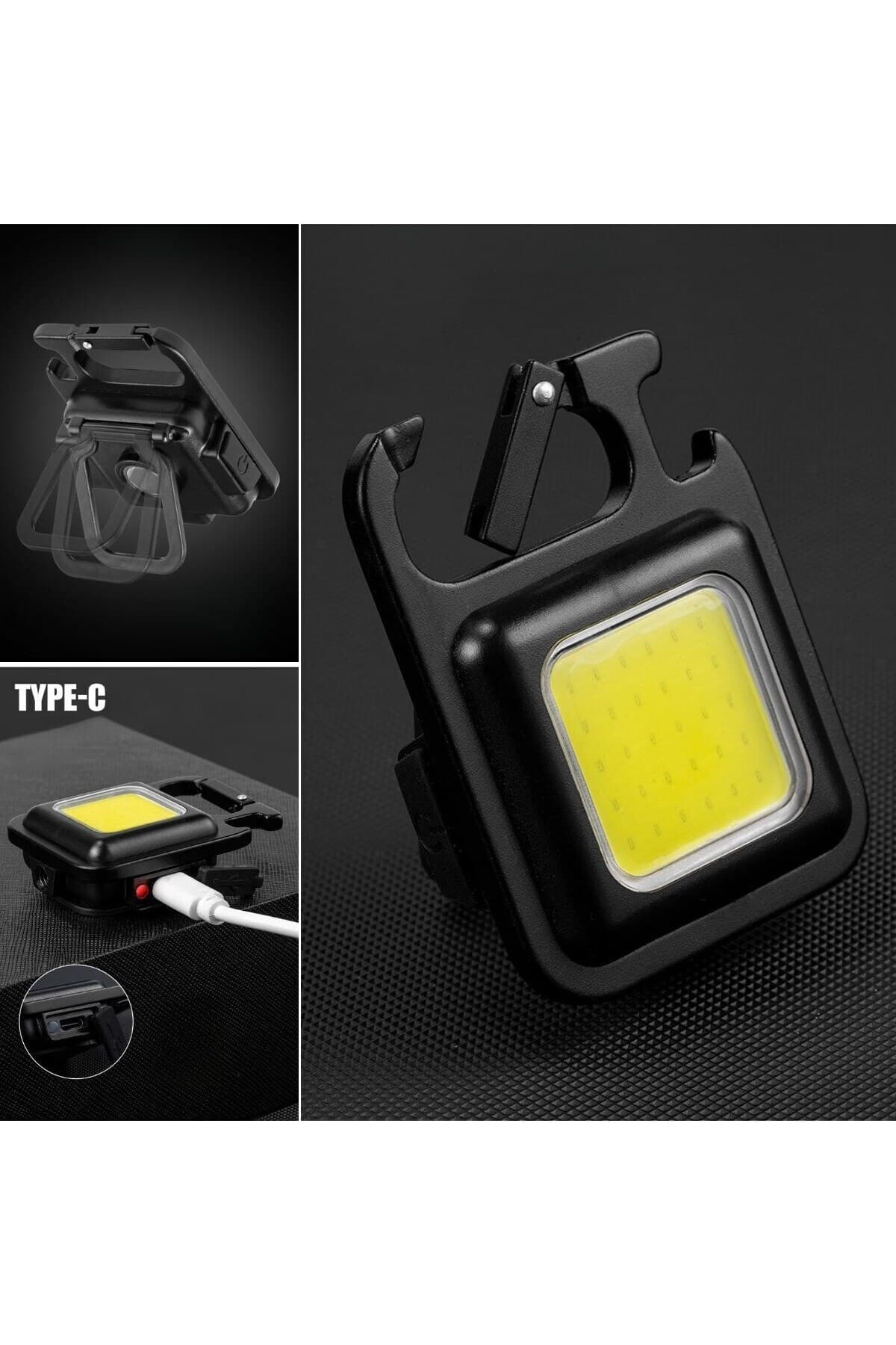 Led Anahtarlıklı El Feneri Şişe Açacağı Usb’li Şarj Edilebilir Cep Boy Cob Led Mıknatıslı