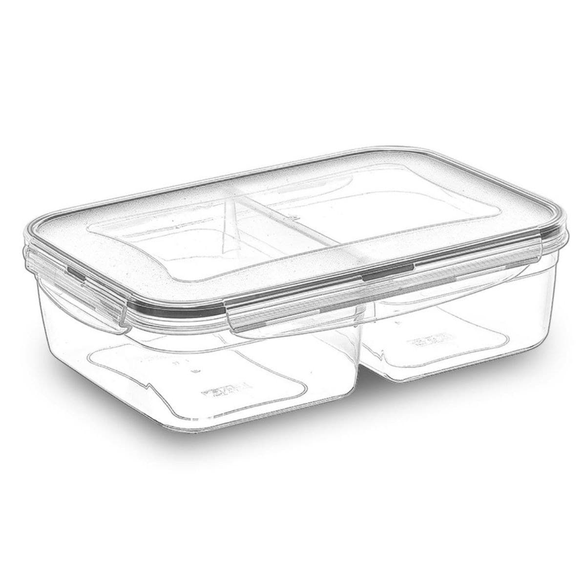 Roichil® 2 Bölmeli Sızdırmaz Contalı Kilitli Kapaklı 1 Litre Erzak Saklama Kabı -LC505