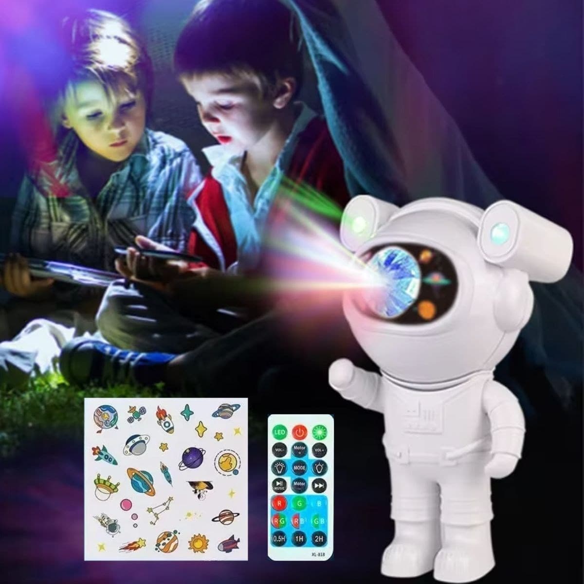 Roichil® Stickerlı ,Kumandalı ASTRONOT Model Gece Lambası