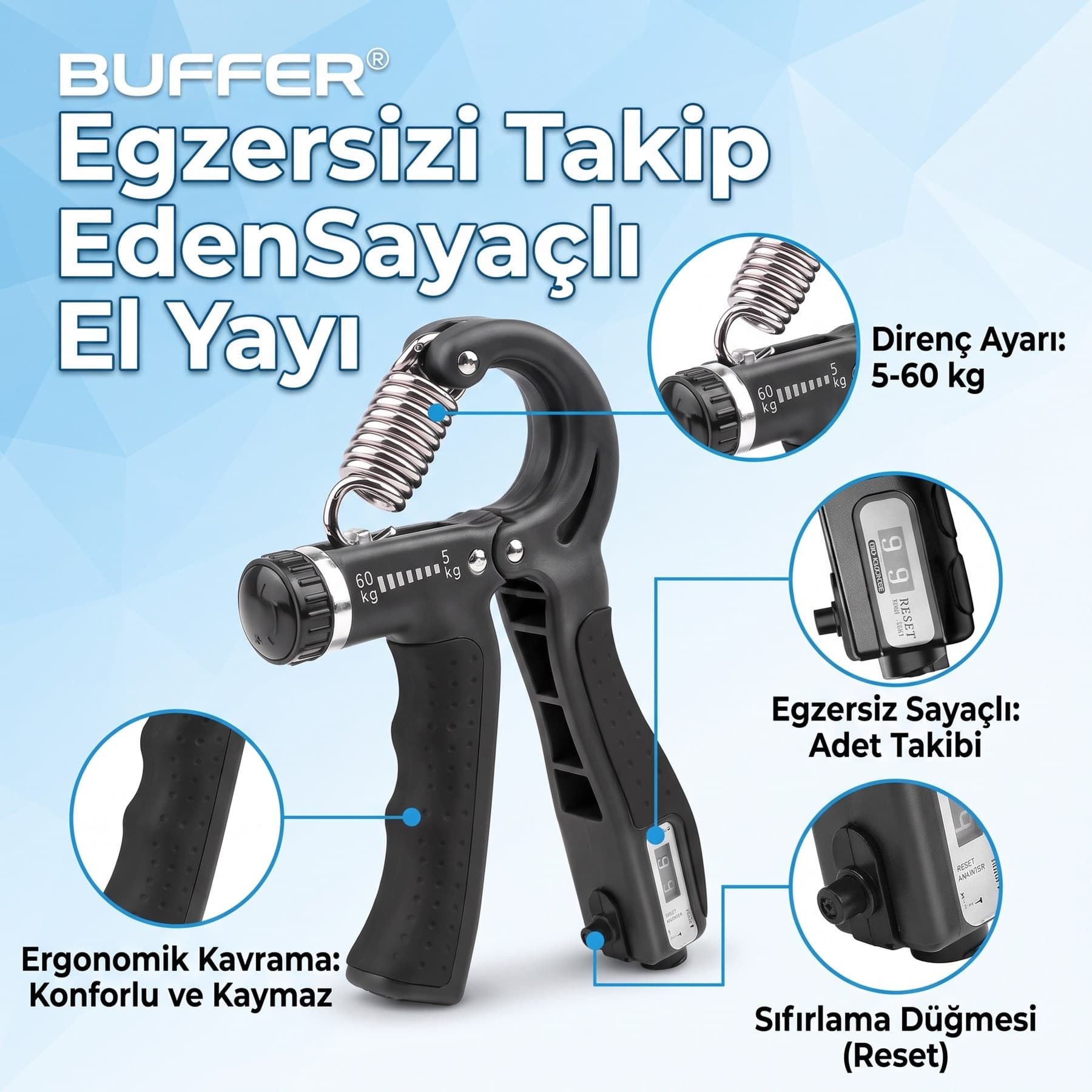 Roichil® Egzersizi Takip Eden Sayaçlı El Yayı