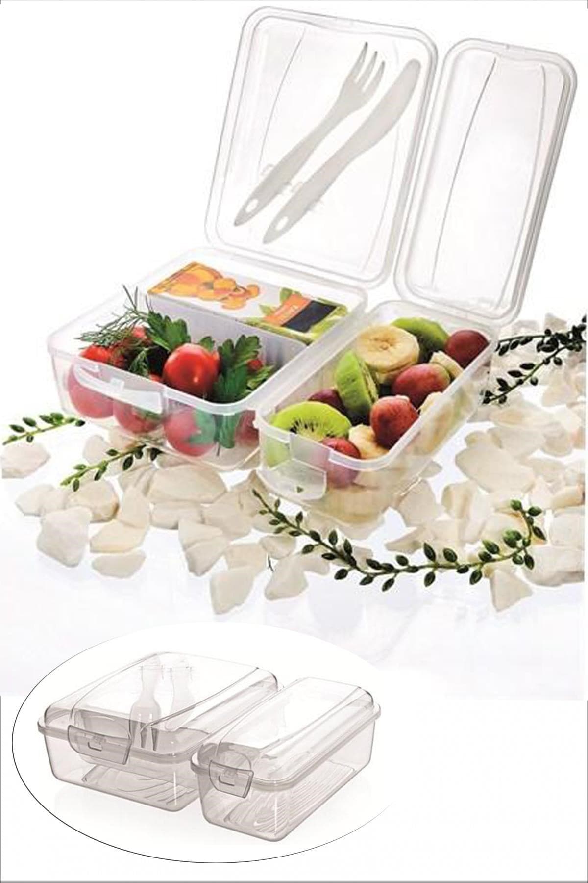 Roichil® Takeaway Ergonomik Asorti Çatal Bıçaklı Pratik Yoğurt Saklama Kabı