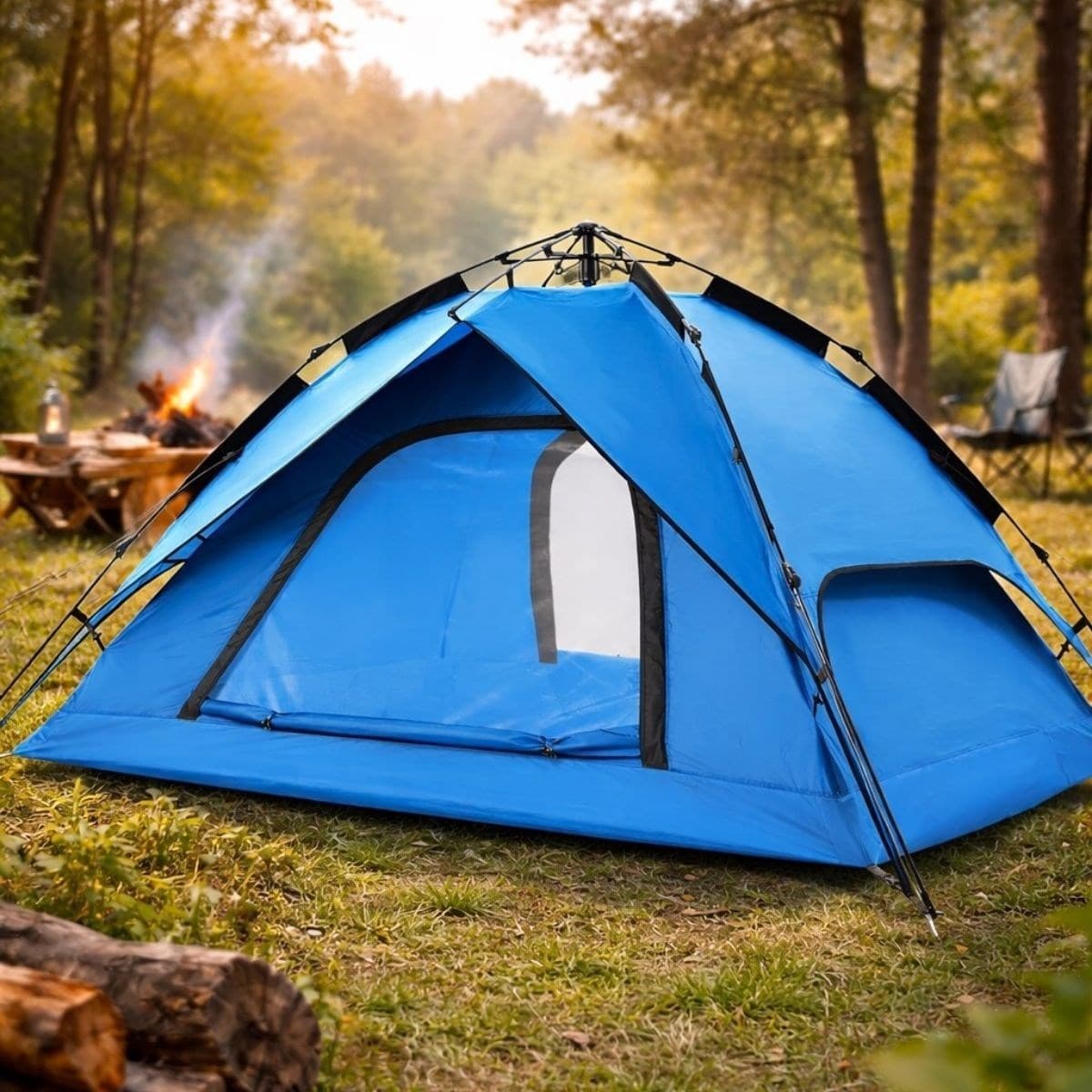 Roichil® 4 Kişilik Otomatik Kamp Çadırı – Çift Katmanlı, Suya Dayanıklı, Hızlı Kurulum Outdoor Aile ve Doğa Çadırı 200x200x140 cm