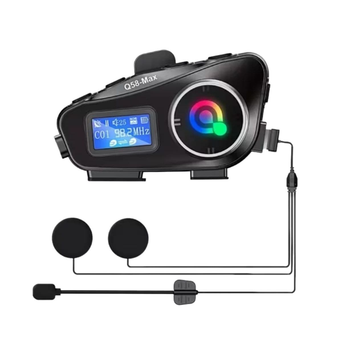 Roichil® Q58 Motorsikletler İçin Fener Özellikli SD Kart Bölümlü LCD Ekranlı Kablosuz Bluetooth Kulaklıklı – Suya Dayanıklı Kask Kulaklığı