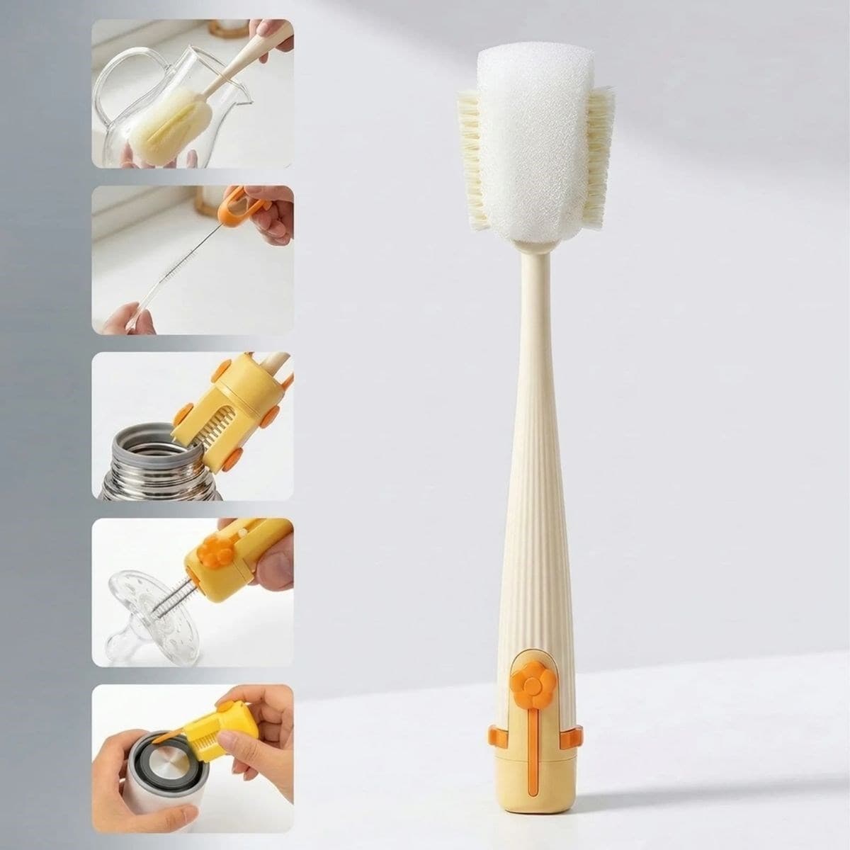Roichil® 5’i 1 Arada Çok Amaçlı Şişe Temizleme Fırçası – Sürahi, Kavanoz, Pipet, Kapak, Emzik ve Biberon Temizlik Seti
