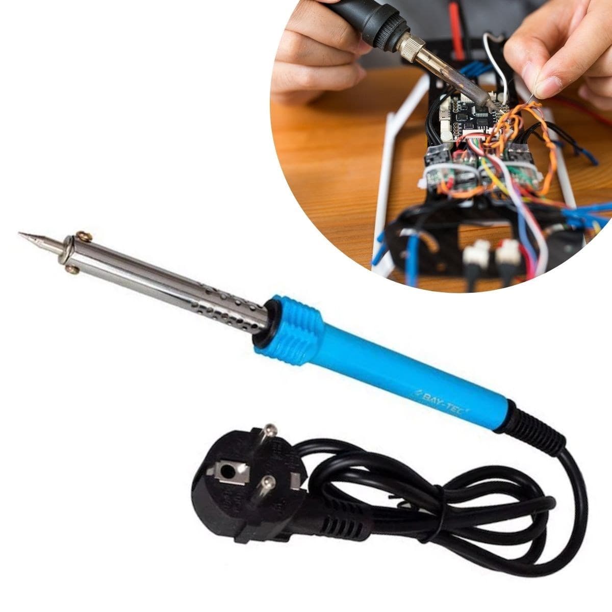 Roichil® 40w Plastik Saplı Elektrikli Döner Başlıklı Havya Kalemi Elektrikli Döner Başlı Lehim Kalemi