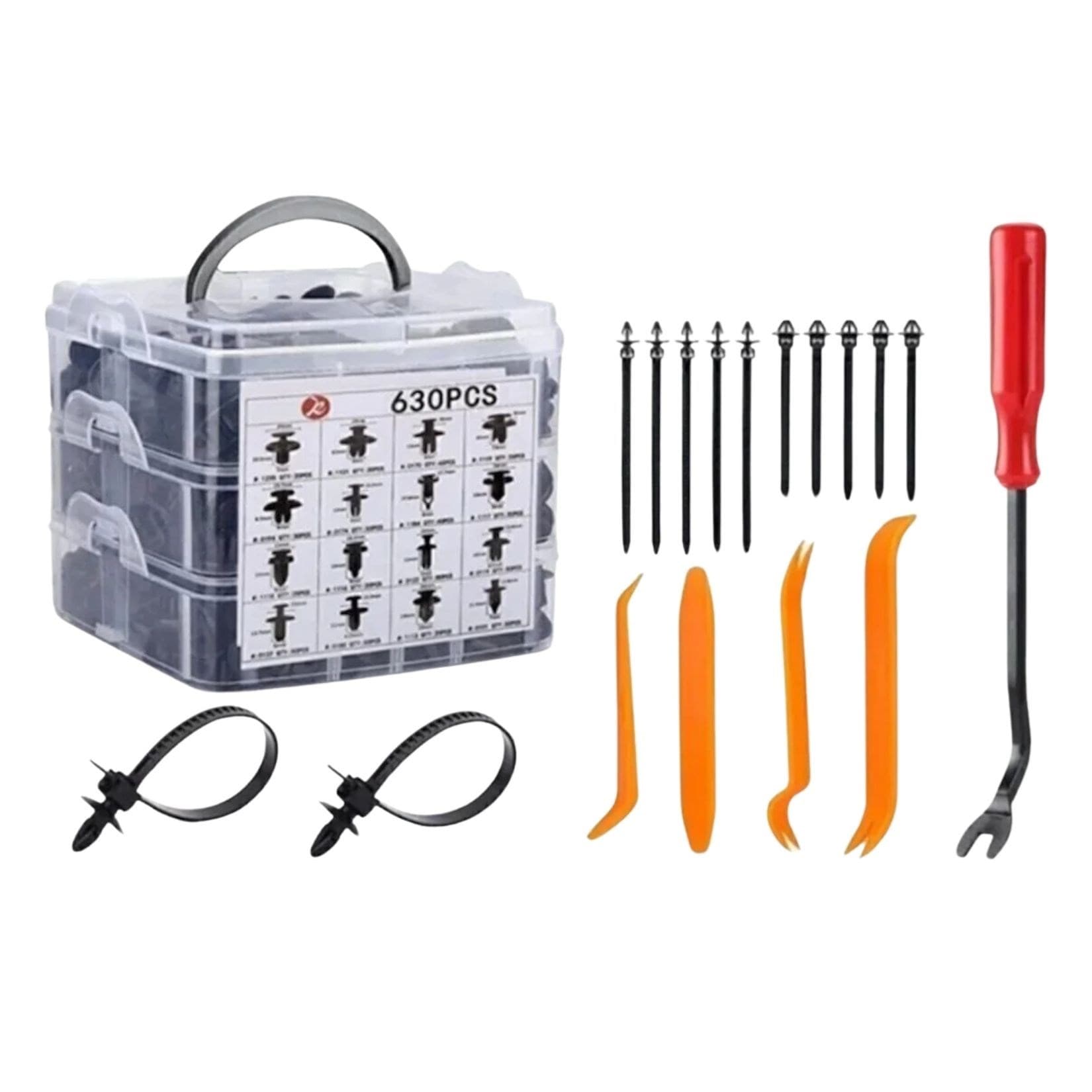 Roichil® 630 Adet Trim Klips Seti – Oto Panel, Kapı Döşeme, Tampon ve Pervaz İçin Evrensel Raptiye Bağlantı Elemanları