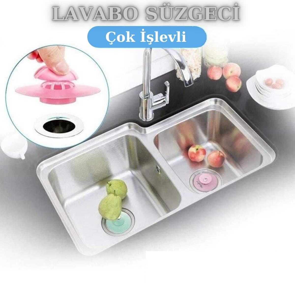 Roichil® Silikon Malzeme Banyo Mutfak Gider Evye Lavabo İçine Çöp Tıpası Kaydırmaz Süzgeç Çeşitleri M