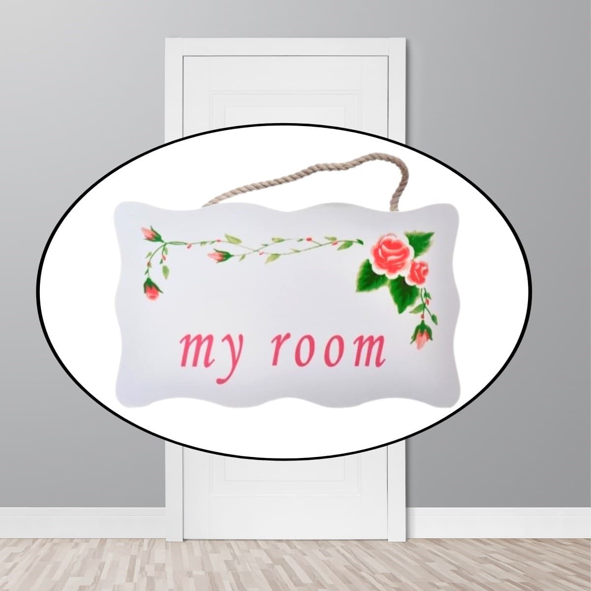 Roichil® Decotown My Room Benim Odam Dekoratif Çiçek Desenli Kapı Askısı