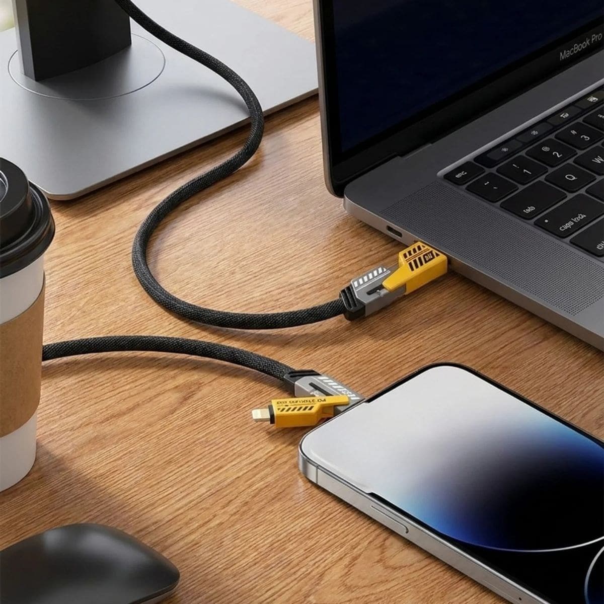 Roichil® 4’ü 1 Arada Hızlı Mobil Şarj Kablosu 65W – USB-A & Type-C to Type-C + Lightning, Örgülü Çoklu Şarj ve Veri Kablosu — küçük görsel 3
