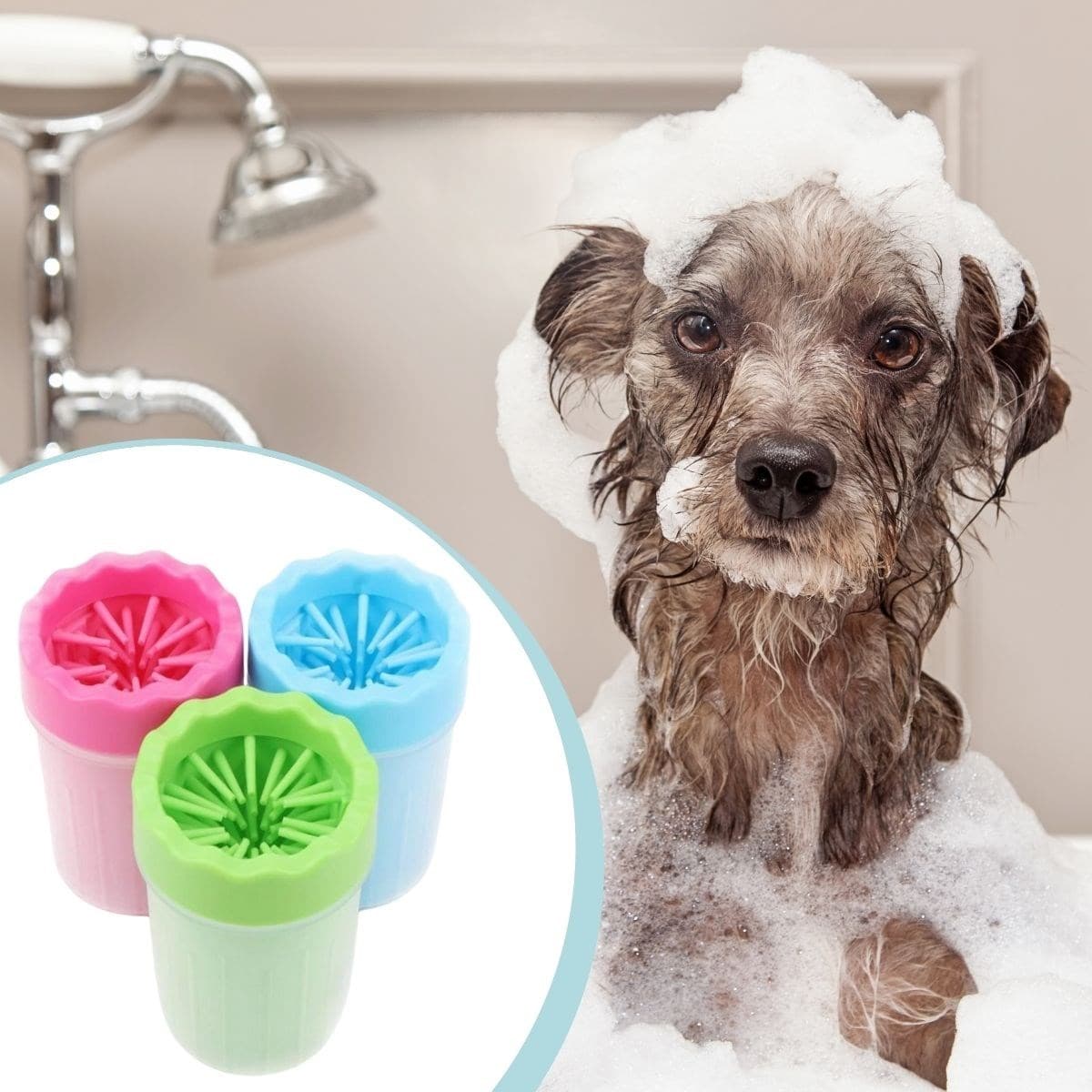 Roichil® Silikon Jel Fırçalı Kedi Köpek Pati Ayak Temizleme Kovası Büyük