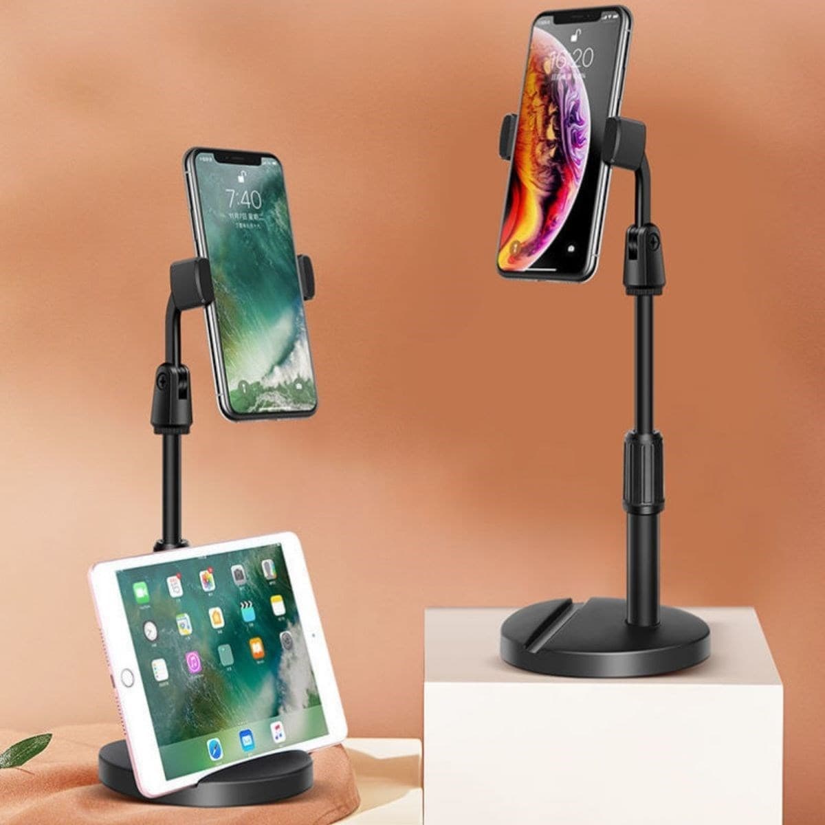 Roichil® Masa Üstü Tablet ve Telefon Tutucu Plastik Aparat Siyah Telefon Standı