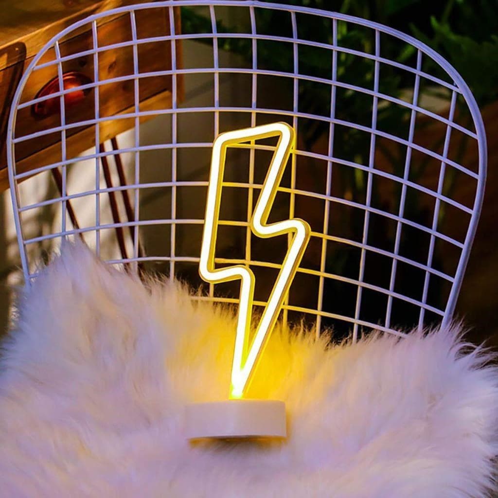 Roichil® Dekoratif Şimşek Şeklinde Pilli Neon Led Lamba Süs Masa Lambası