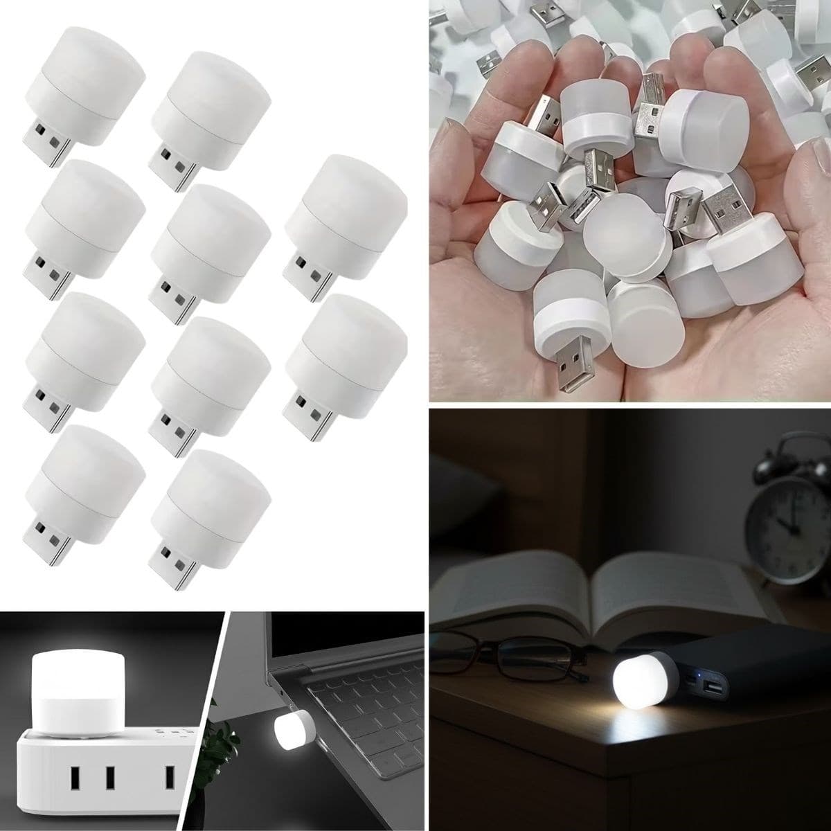 Roichil® USB Mini Top LED 10’lu Aydınlatma Beyaz Işıklı Gece Lambası, Enerji Tasarruflu Mikro LED Işıklar — küçük görsel 2