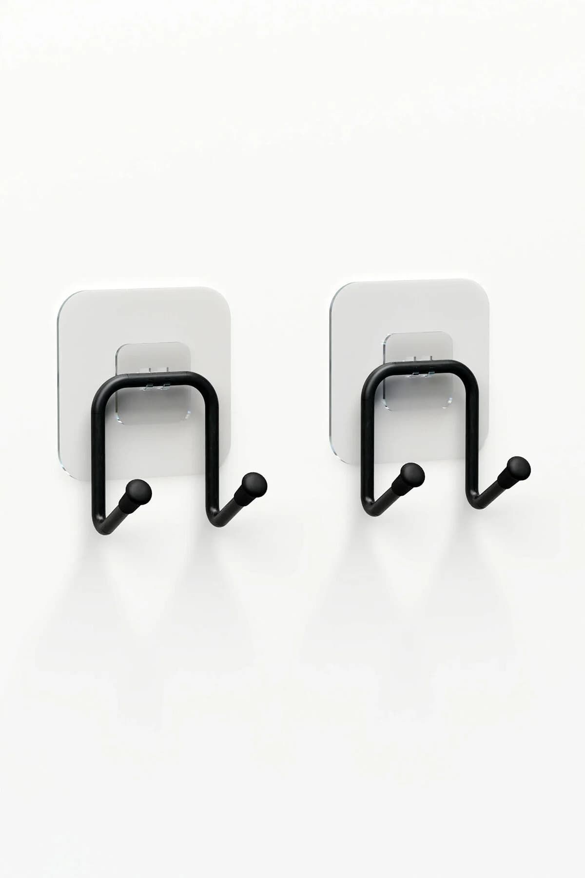 Yapışkanlı 2 Adet Çift Kancalı Banyo Mutfak Askısı Metal Askılık Duvar Askı Organizer