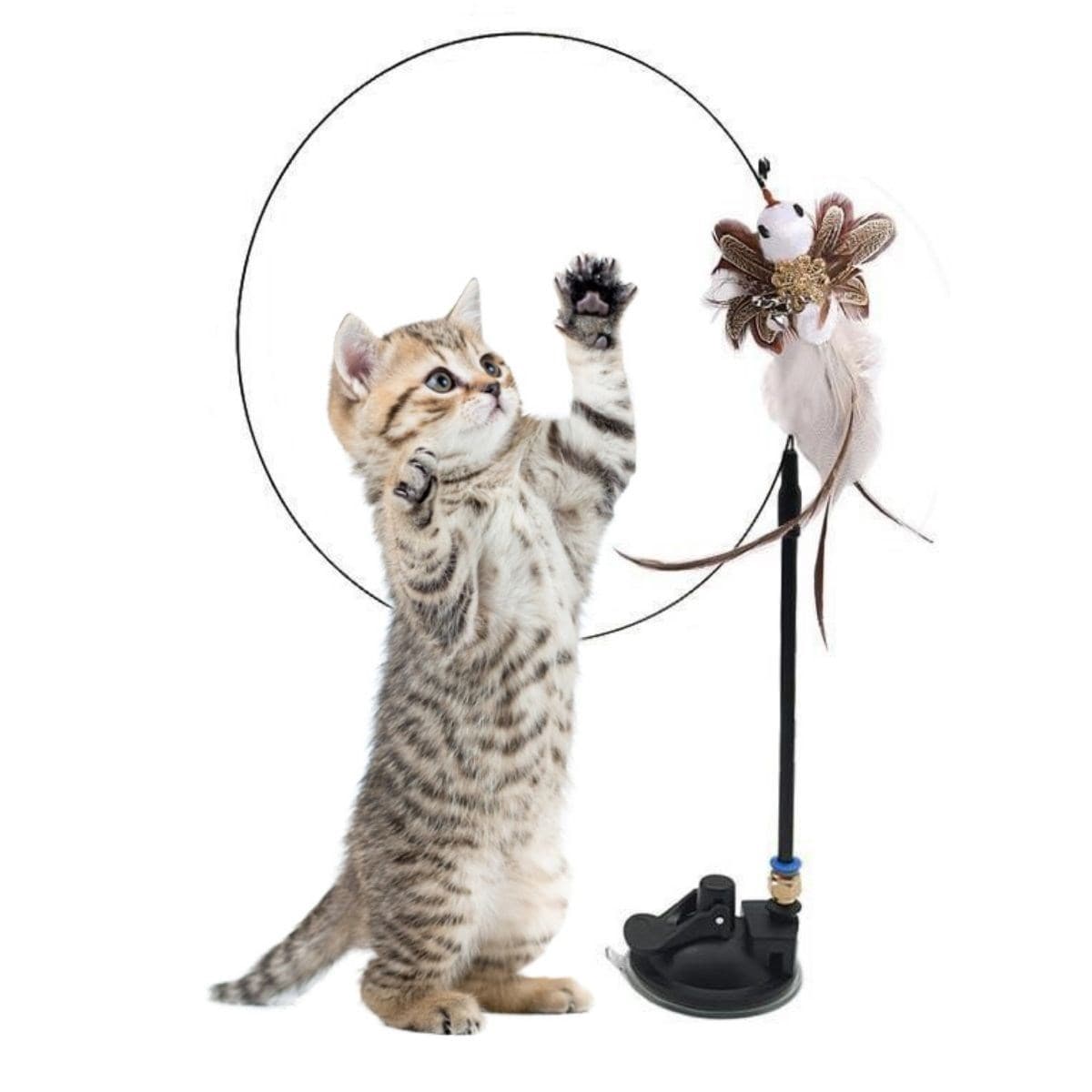 Roichil® Vantuzlu Tüylü Zilli Olta Kedi Oyuncağı 2 Oltalı — küçük görsel 5