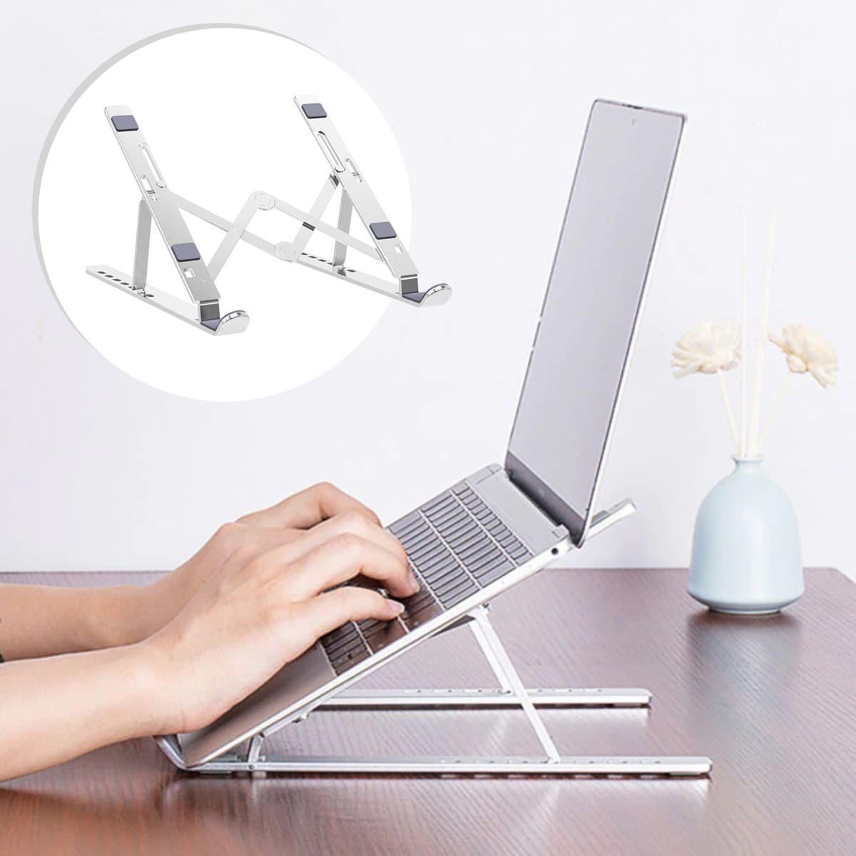 Roichil® Ayarlanabilir Dizüstü Destek Tabanı Tamamen Katlanabilir Taşınabilir Laptop Yükseltici