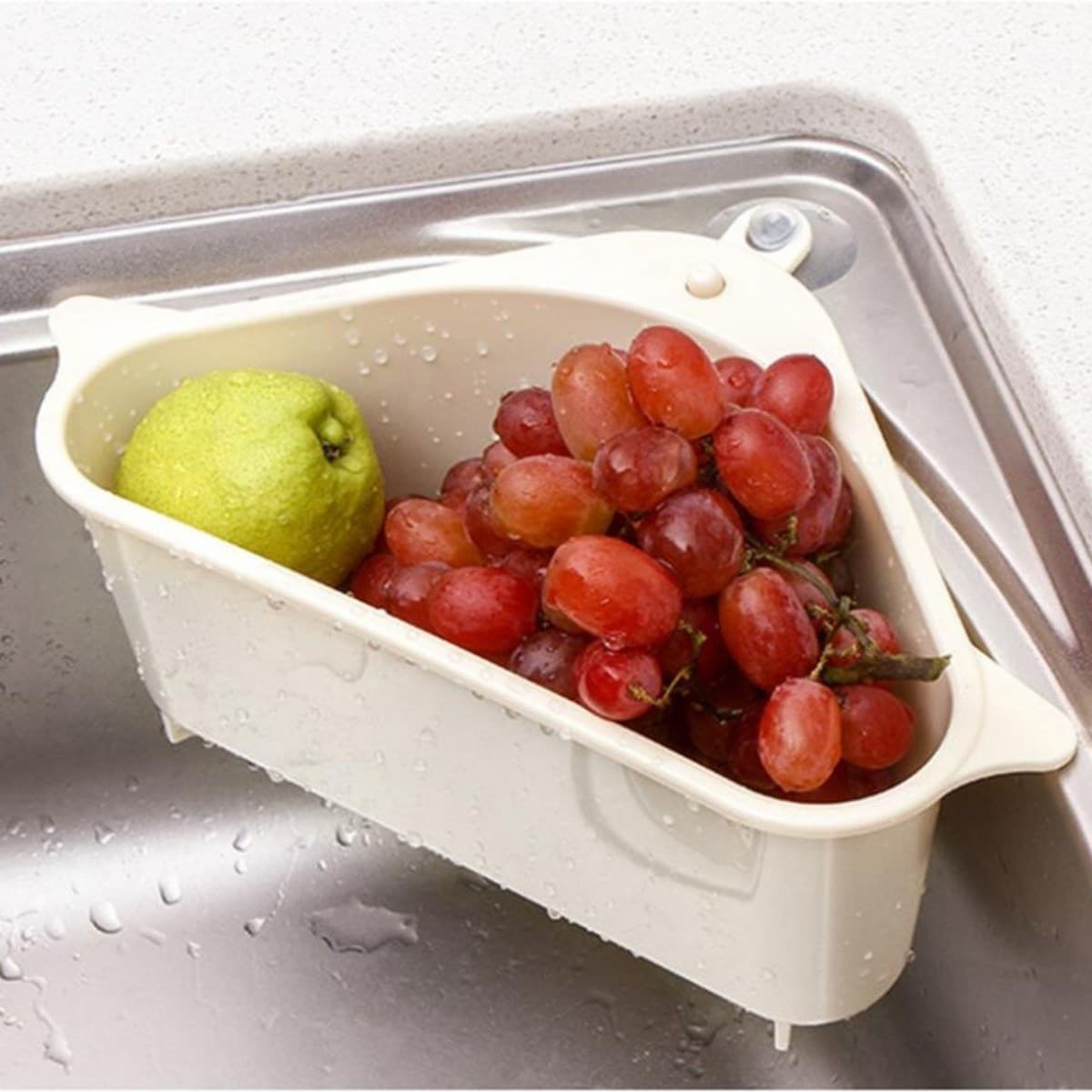 Roichil® Vantuzlu Üçgen Sebze Meyve Lavabo Raf Evye Süzgeç Sünger Tutucu Düzenleyici Mutfak Organize