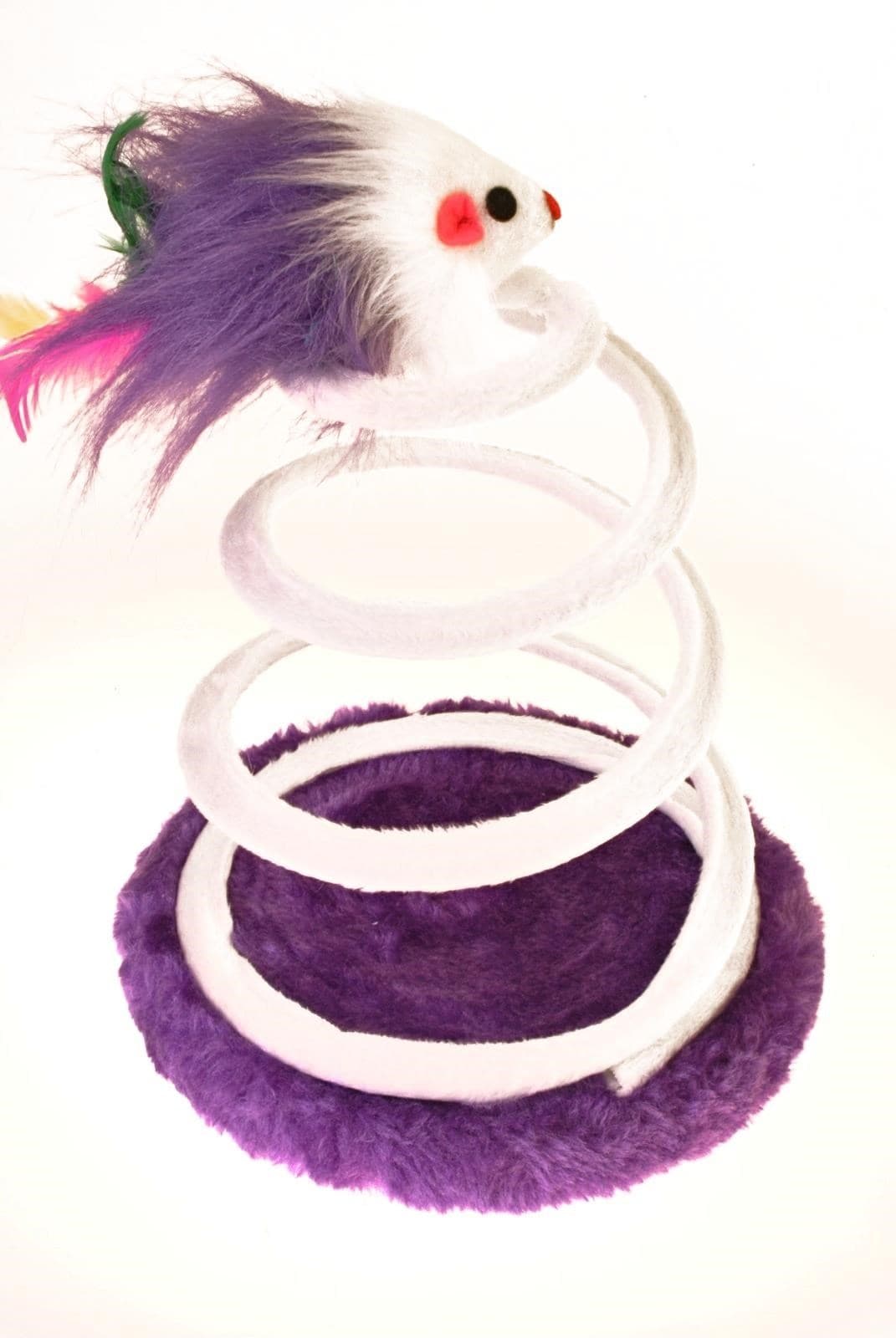 Roichil® Tahta Tabanlı Peluşlu Hareketli Yaylı Eğlenceli Kedi Oyuncağı