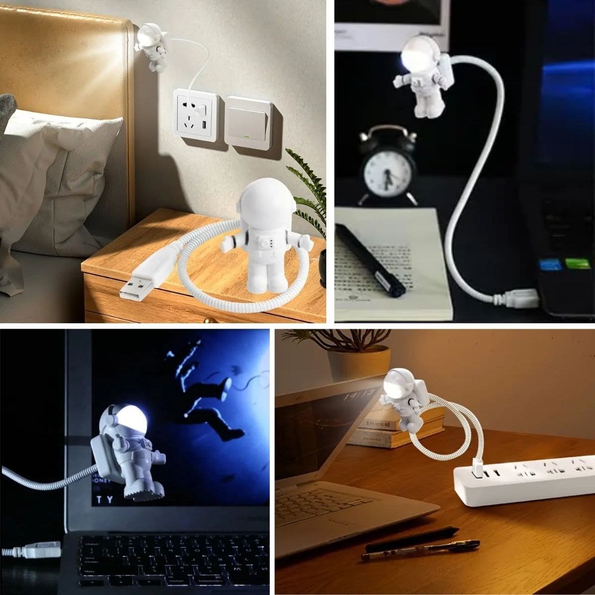 Roichil® USB Astronot Gece Lambası, Masa Lambası, Kitap Okuma Lambası Işığı