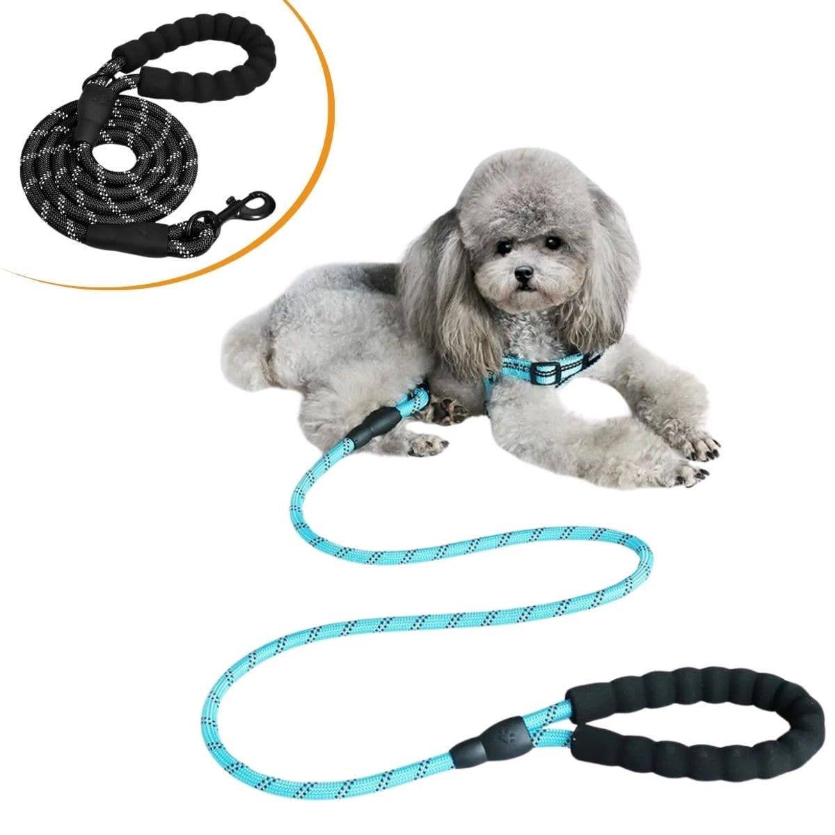 Roichil® Reflektörlü Fosforlu Köpek Gezdirme Halatı Tasma Kayışı Metal Kancalı 130 cm
