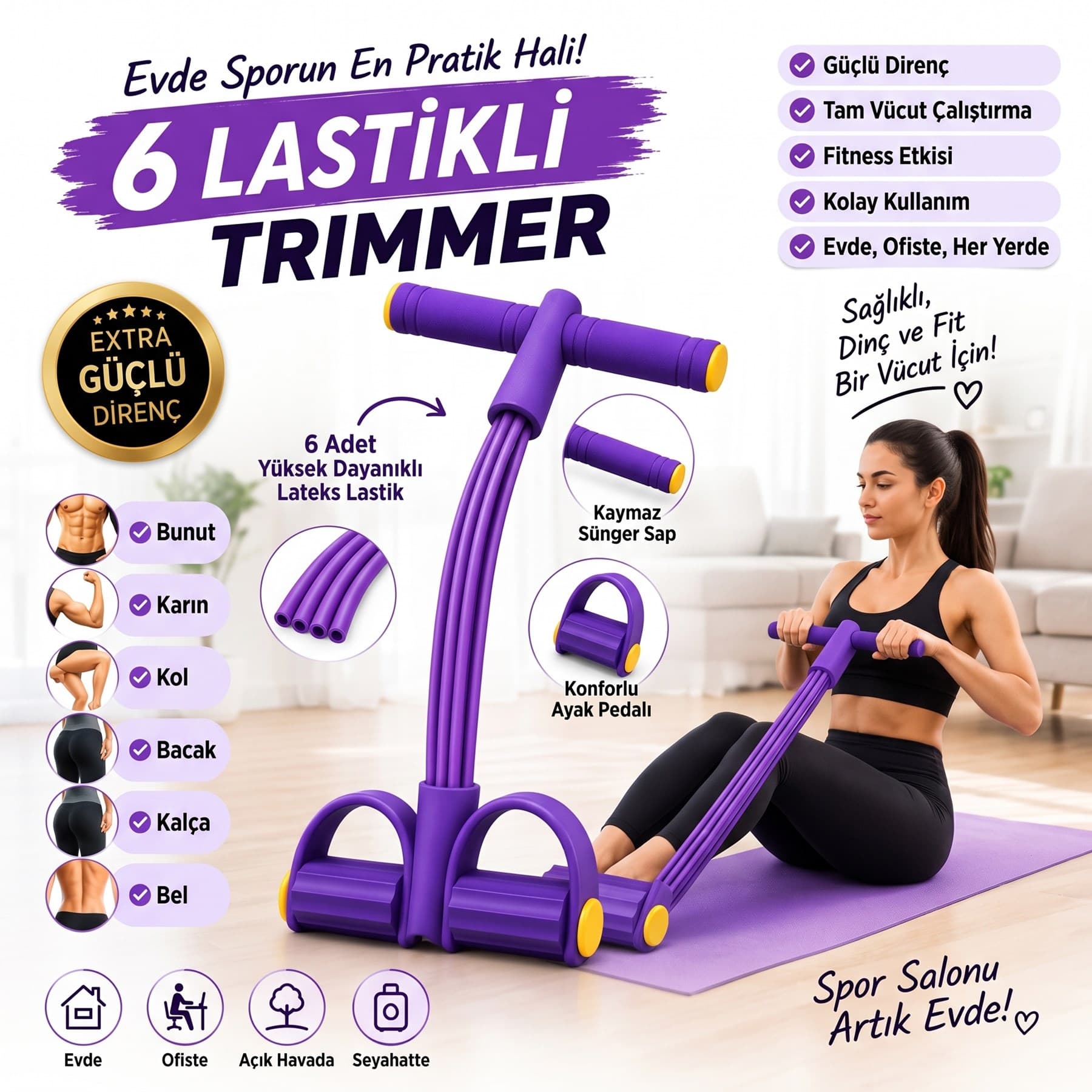 Roichil® Jimlastik Aleti Elastik Yay Karın Kası Çalıştırıcı Trimmer — küçük görsel 1