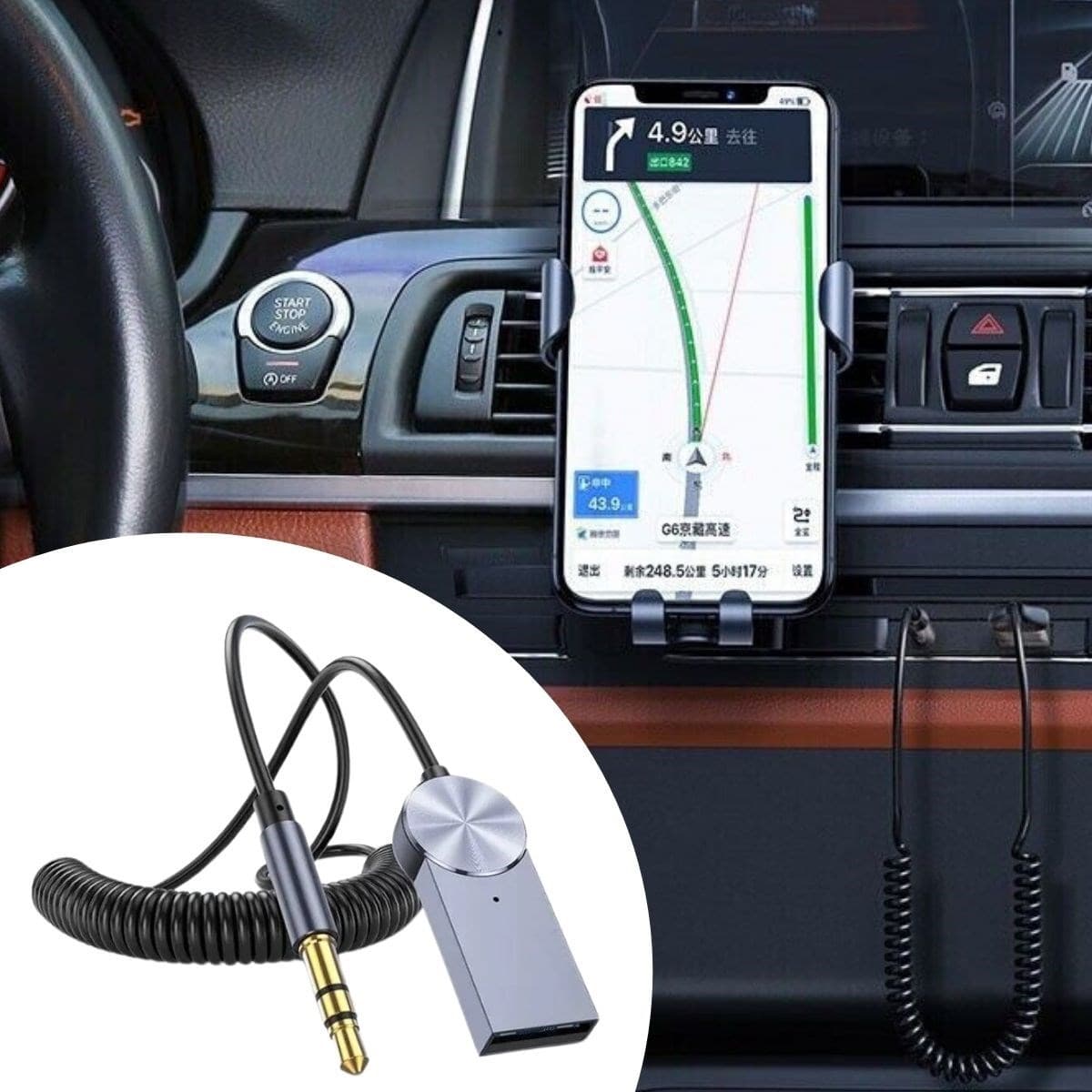 Roichil® Araba için Bluetooth Aux Alıcısı Wireless Araç Kiti