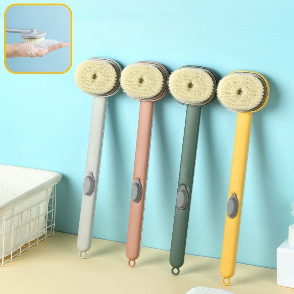 Roichil® Duş Jeli Hazneli Uzun Saplı Banyo Sırt Fırçası