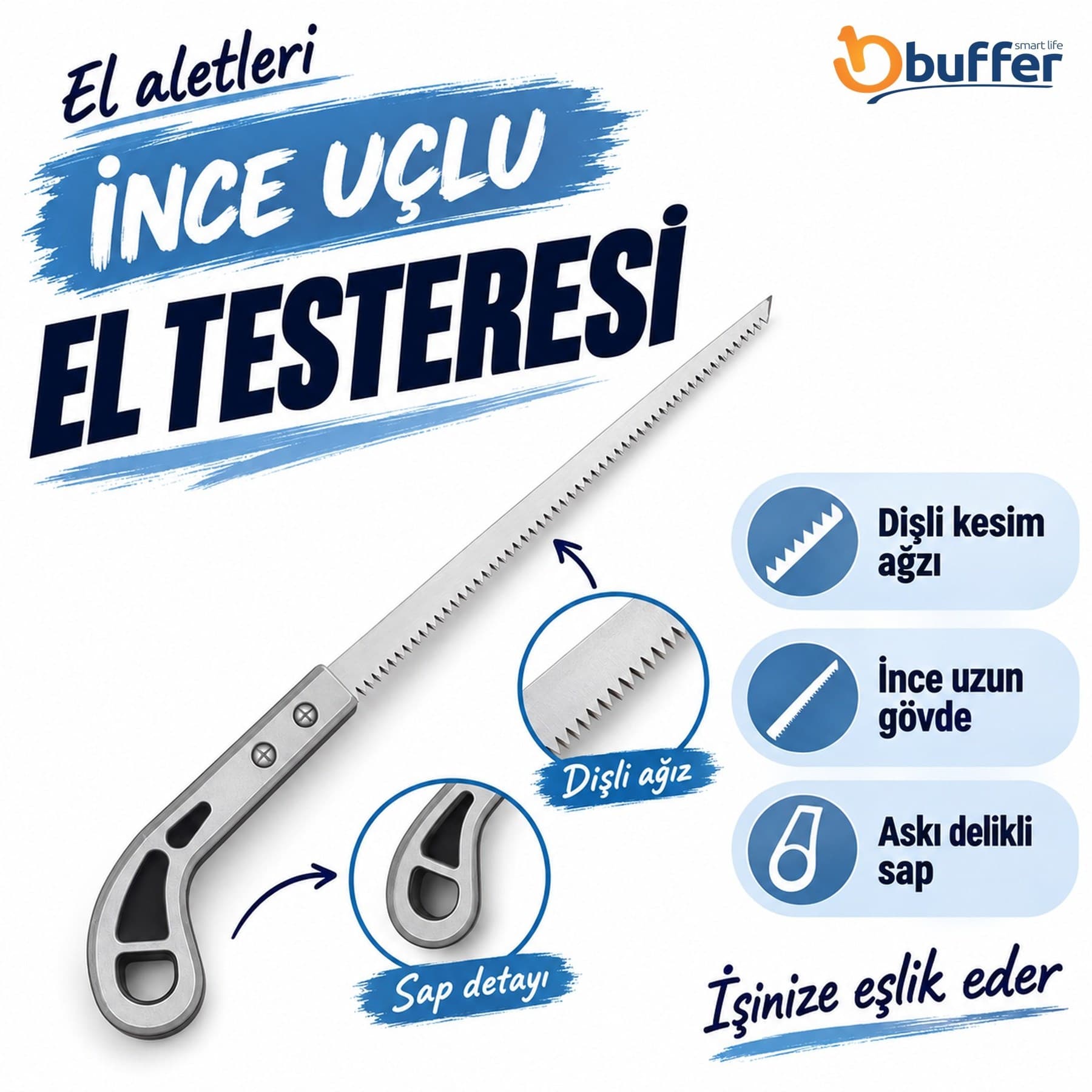 Roichil® Mini Tavuk Kuyruk Testere,Keskin Kesici Kıl Testere