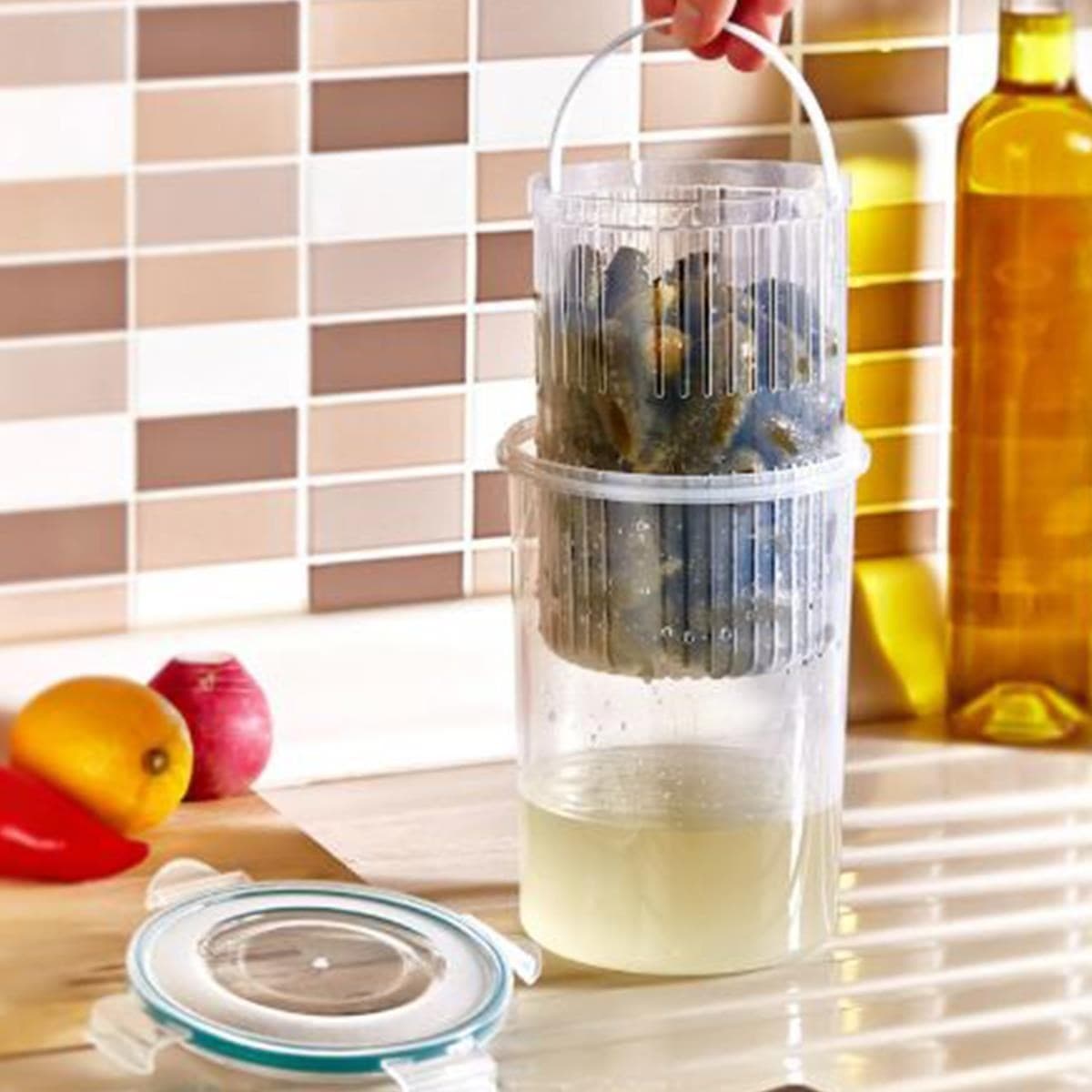 Roichil® Zeytin Turşu Sebze Yıkama Kutusu Klipsli Kapaklı Saklama Kabı