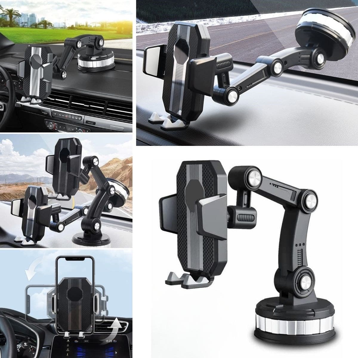 Roichil® Jel Vantuzlu Cama Takılabilen Güçlü 360 Derece Dönebilen Ayarlanabilir Araç Içi Vantuzlu Telefon Tutucu