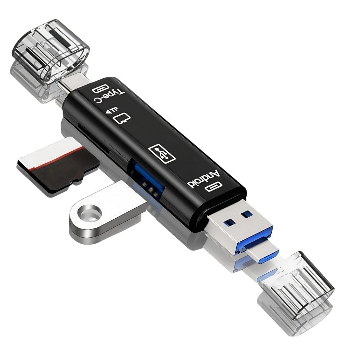 Roichil® 5 In 1 Çok Fonksiyonlu USB 2.0 Micro Sd Kart Okuyucu - Usb/micro Usb/type-C Çıkışlı, Otg Çevirici