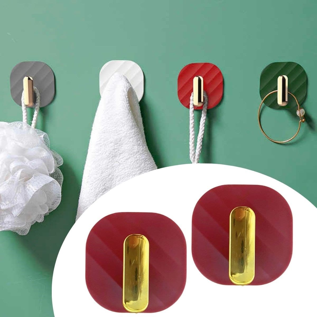 Roichil® 2li Yapışkanlı Retro Askılık Dolap Kapak Kulpu Kırmızı