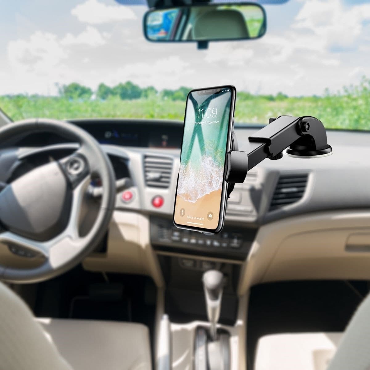 Roichil® 360 Derece Dönen Torpido Üstü Uzunluk Ayarlamalı Vantuzlu Teleskopik Araç Telefon Tutucu