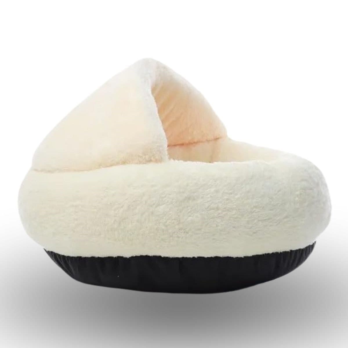 Roichil® Yarı Açık Yuvarlak Peluş Kedi ve Köpek Yatağı – Kaymaz Taban Tüylü Pet Pufu,Uyku Minderi