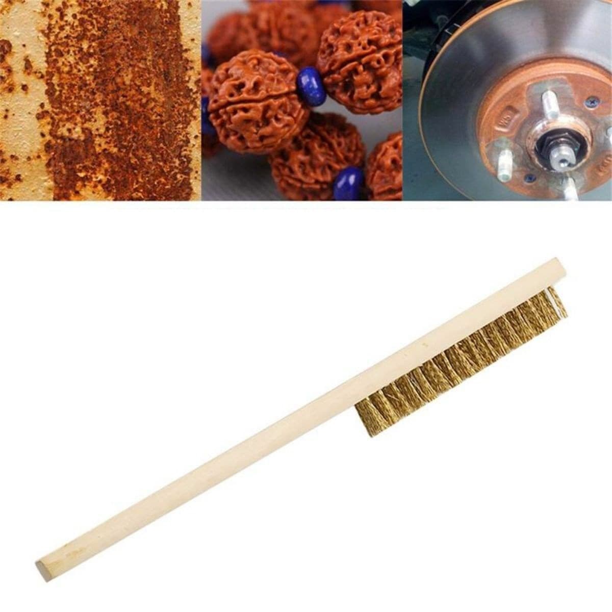 Roichil® Metal Telli Fırça Ahşap Saplı Pas Kir Sökme Temizleme Fırçası