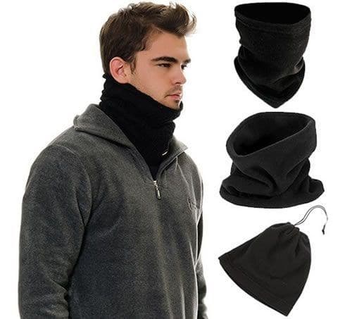 Roichil® Çok Fonksiyonlu Siyah Unisex Terletmez Kumaş İpli Polar Bere Boyunluk