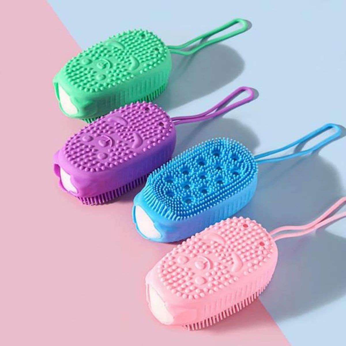 Roichil® Peeling Etkili Süngerli Silikon Banyo Lifi – Asma Kancalı Duş Kesesi
