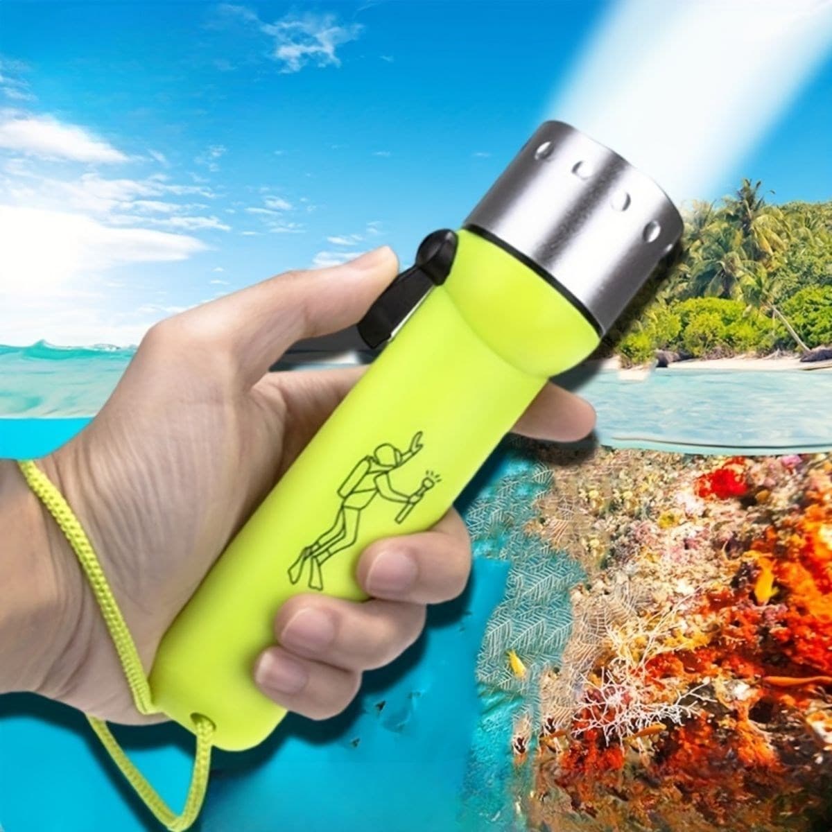 Roichil® Süper Parlak LED Su Altı Dalış Feneri – Taşınabilir, Su Geçirmez ve Darbeye Dayanıklı El Feneri