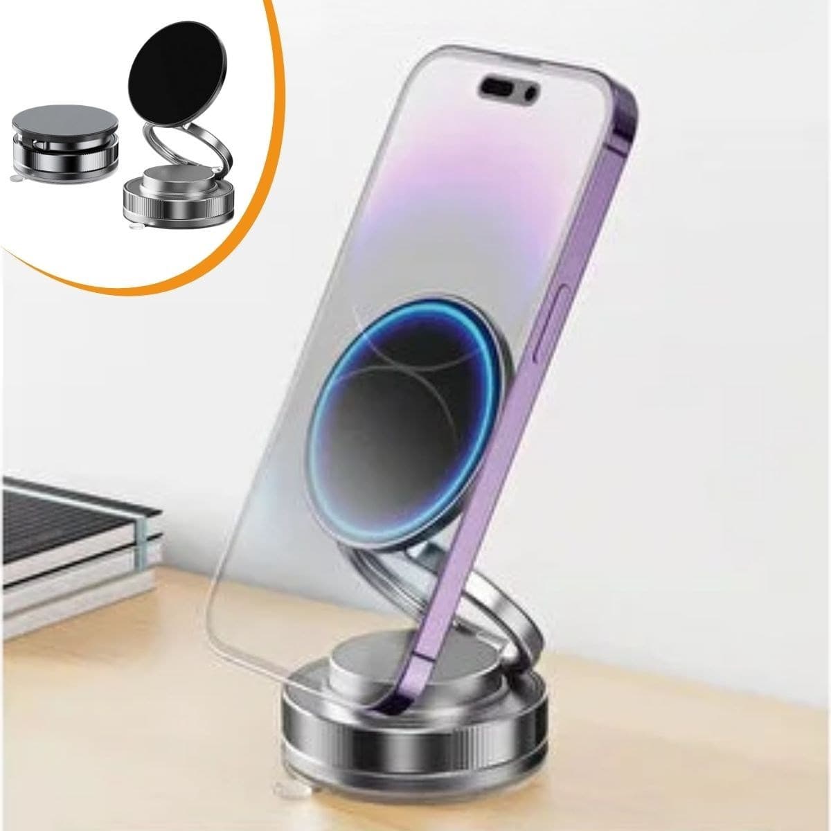Roichil® Vakumlu Manyetik Telefon Tutucu – Güçlü Vakum 360° Döner Araç İçi Telefon Standı, Ultra Sabit Manyetik Destekli Mobil Cihaz Aparatı